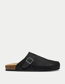 Geox Leather Buckle Footbed Clogs