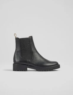 Leather Chelsea Cleated Low Heel Ankle Boots