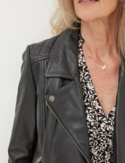 Leather Collared Biker Jacket -Marks And Spencer Shop Leather Collared Biker Jacket 2