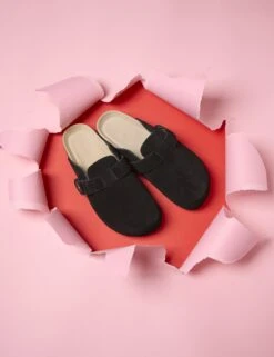 Leather Flat Heel Slippers