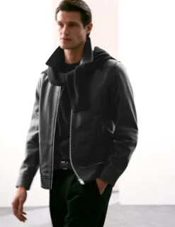 Leather Harrington Jacket -Marks And Spencer Shop Leather Harrington Jacket 4