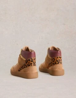 WHITE STUFF Leather Leopard Print High Top Trainers -Marks And Spencer Shop Leather Leopard Print High Top Trainers 2