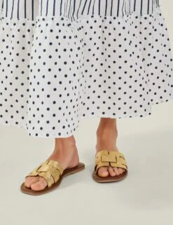 Accessorize Leather Metallic Flat Sliders