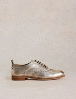 WHITE STUFF Leather Metallic Flatform Brogues