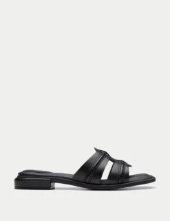 Clarks Leather Strappy Open Toe Mules