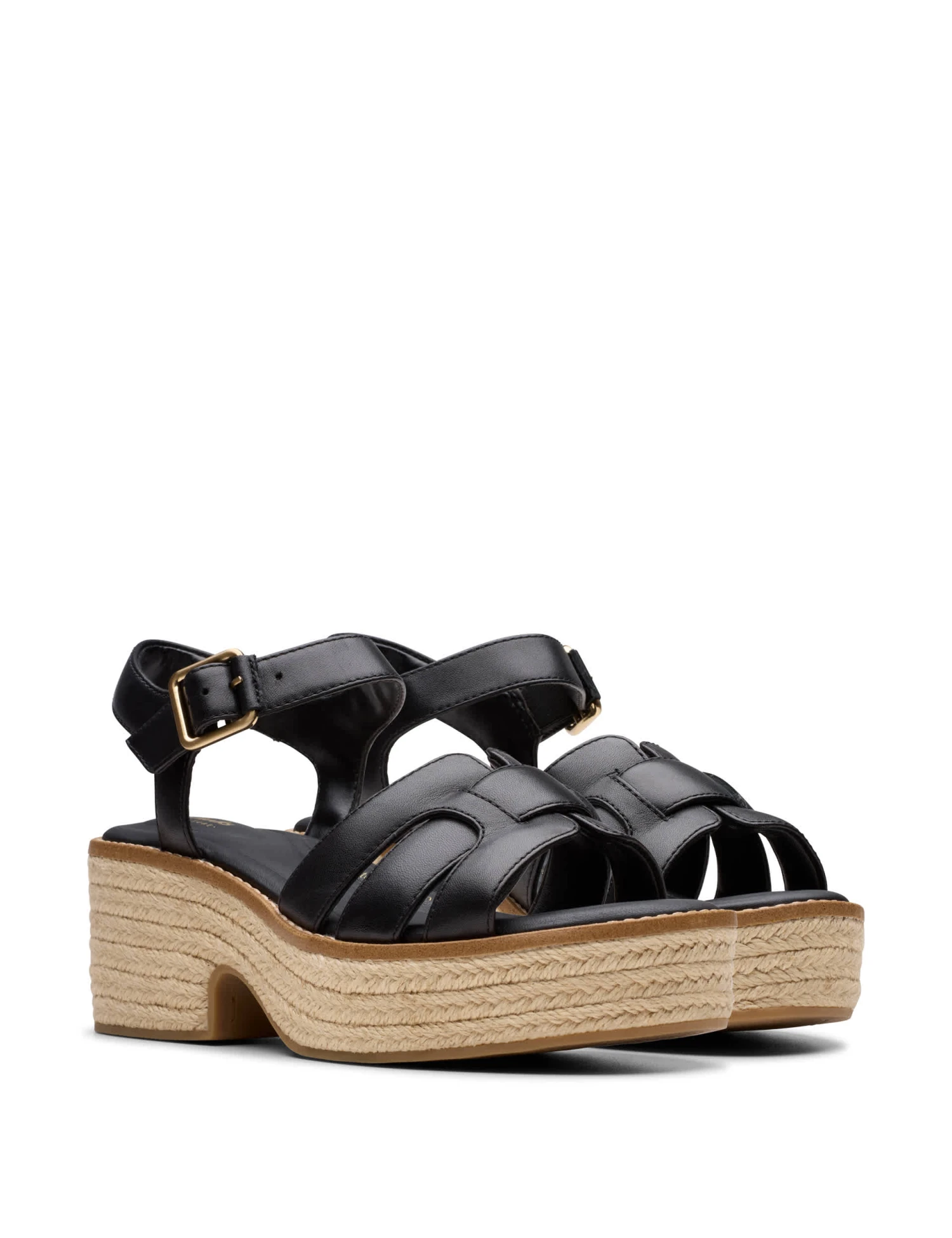 Clarks Leather Wedge Heel Espadrille Sandals 2 Clarks Leather Wedge Heel Espadrille Sandals - Image 2