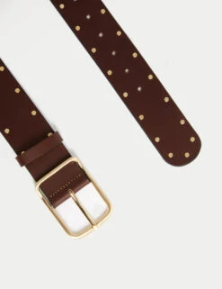 Leather Wide Studded Belt -Marks And Spencer Shop Leather Wide Studded Belt 1