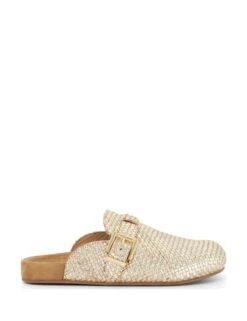 Dune London Leather Woven Flat Mules