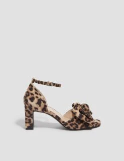 MONSOON Leopard Print Ankle Strap Block Heel Sandals