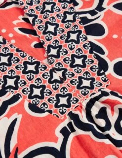 WHITE STUFF Linen Blend Printed V-Neck Top -Marks And Spencer Shop Linen Blend Printed V Neck Top 5