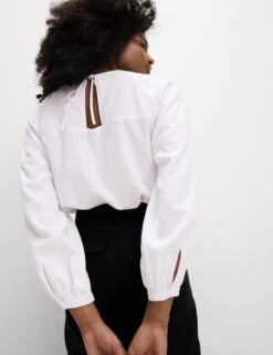 Linen Rich Broderie Blouse