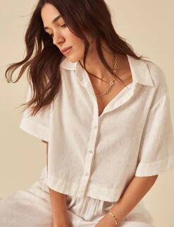 Linen Rich Button Through Collared Shirt -Marks And Spencer Shop Linen Rich Button Through Collared Shirt 3