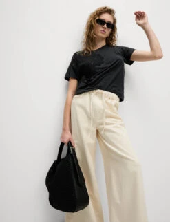 Linen Rich Embroidered T-Shirt -Marks And Spencer Shop Linen Rich Embroidered T Shirt 2