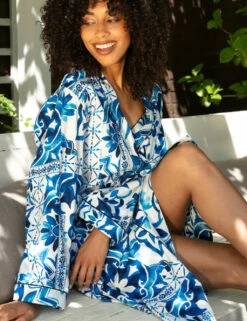 Cyberjammies Cotton Modal Tile Print Short Dressing Gown -Marks And Spencer Shop MS 01 T83 8001T Z4 X EC 2