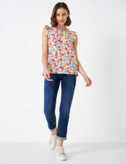 Pure Cotton Floral Crew Neck Blouse -Marks And Spencer Shop MS 03 T19 8008 ZZ X EC 1