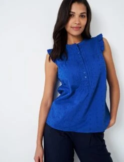 Pure Cotton Broderie Pintuck Blouse