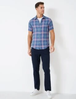 Slim Fit Pure Linen Check Shirt