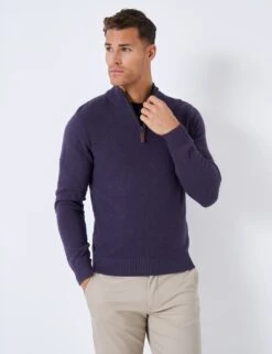 Organic Cotton Textured Half Zip Jumper