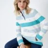 Cotton Rich Striped High Neck Sweatshirt