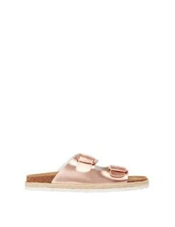 Joules Leather Metallic Buckle Footbed Sandals