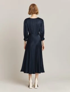 Ghost Satin V-Neck Midi Waisted Dress -Marks And Spencer Shop MS 10 T83 5960W F0 X EC 2