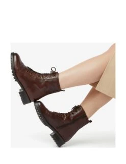 Dune London Leather Hiker Lace Up Ankle Boots