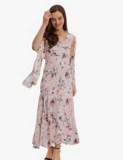 Chiffon Floral Midi Shift Dress With Shawl 9 Chiffon Floral Midi Shift Dress With Shawl -Marks And Spencer Shop MS 10 T83 8308T A4 X EC 2