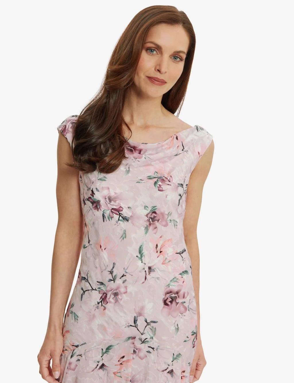 Chiffon Floral Midi Shift Dress With Shawl 5 Chiffon Floral Midi Shift Dress With Shawl - Image 5