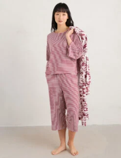 Cotton Rich Striped Cropped Pyjama Set