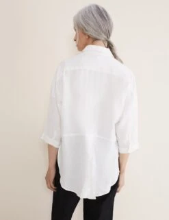 Pure Linen Collared V-Neck Relaxed Shirt -Marks And Spencer Shop MS 10 T83 8647T Z0 X EC 4