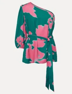 Printed One Shoulder Puff Sleeve Blouse -Marks And Spencer Shop MS 10 T83 8669T J4 X EC 90