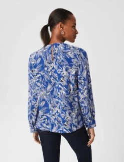 Leaf Print Round Neck Blouse -Marks And Spencer Shop MS 10 T83 8677S E4 X EC 2