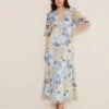 Floral V-Neck Midaxi Tailored Dress -Marks And Spencer Shop MS 10 T83 8790T E0 X EC 0