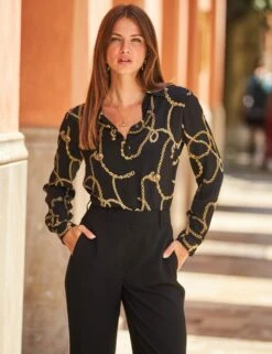 Chain Print Collared Shirt