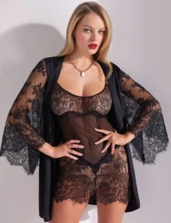 Mariella Satin Lace Trim Robe