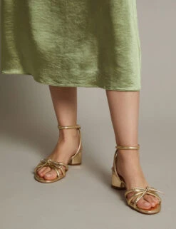 MONSOON Metallic Ankle Strap Block Heel Sandals