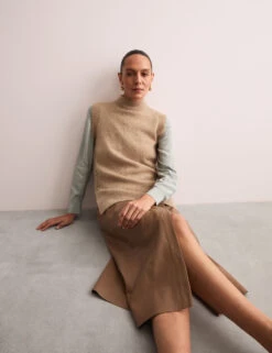 Jaeger Mohair Blend Funnel Neck Vest Top