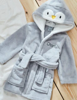 Personalised Penguin Fleece Robe (0-7 Yrs)