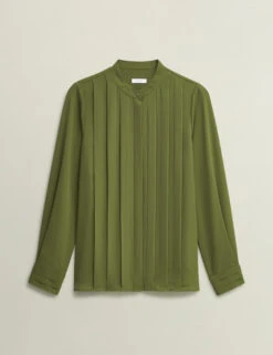 Pleated Round Neck Blouse -Marks And Spencer Shop Pleated Round Neck Blouse 1