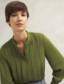 Pleated Round Neck Blouse -Marks And Spencer Shop Pleated Round Neck Blouse 4