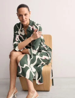 Jaeger Printed Belted Midi Shirt Dress -Marks And Spencer Shop Printed Belted Midi Shirt Dress 2