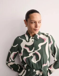 Jaeger Printed Belted Midi Shirt Dress -Marks And Spencer Shop Printed Belted Midi Shirt Dress 5