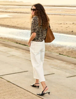 Pure Cotton Animal Print Collared Blouse -Marks And Spencer Shop Pure Cotton Animal Print Collared Blouse 4