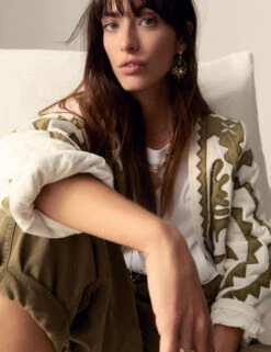 Pure Cotton Applique V-Neck Bomber Jacket -Marks And Spencer Shop Pure Cotton Applique V Neck Bomber Jacket 2