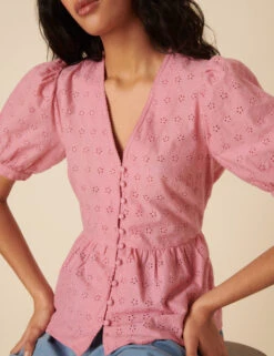Pure Cotton Broderie V-Neck Peplum Blouse 9 Pure Cotton Broderie V-Neck Peplum Blouse -Marks And Spencer Shop Pure Cotton Broderie V Neck Peplum Blouse 1