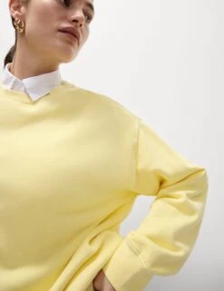 Pure Cotton Crew Neck Relaxed Sweatshirt -Marks And Spencer Shop Pure Cotton Crew Neck Relaxed Sweatshirt 3