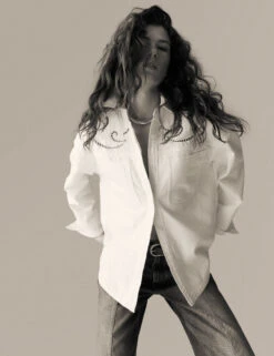 Pure Cotton Denim Collared Cutwork Shirt -Marks And Spencer Shop Pure Cotton Denim Collared Cutwork Shirt 5