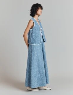 Ghost Pure Cotton Embroidered Collarless Waistcoat -Marks And Spencer Shop Pure Cotton Embroidered Collarless Waistcoat 4