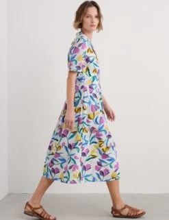 Pure Cotton Floral Collared Shirt Dress