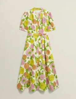 Pure Cotton Floral Notch Neck Skater Dress -Marks And Spencer Shop Pure Cotton Floral Notch Neck Skater Dress 1